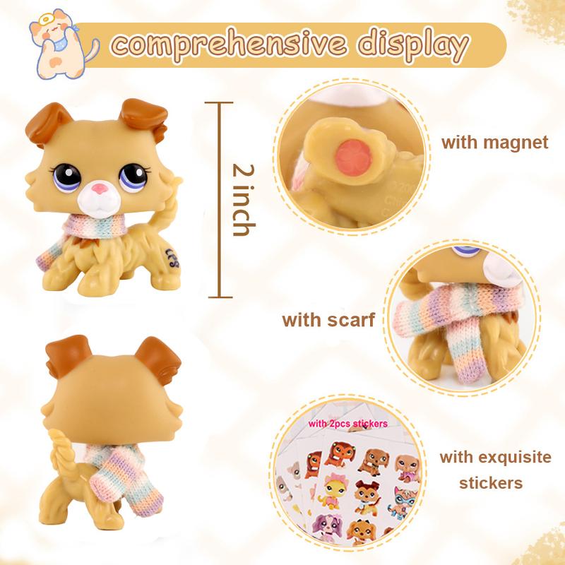 Pet Shop Collie Shepherd Dog Collectible Animal Action Figures Bobble Head Play Pack for LPS Collectable Cute Cartoon Figurine with Vivid Colors and Durable Materials