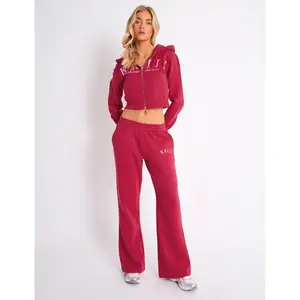 Kaiia Logo Wide Leg Joggers Cranberry & Pink
