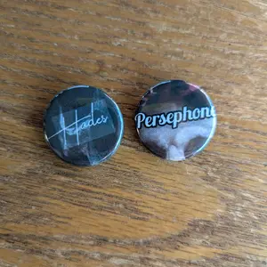 Hades and Persephone Button Set - Round Pins with Text Design - Perfect for Fans and Collectors
