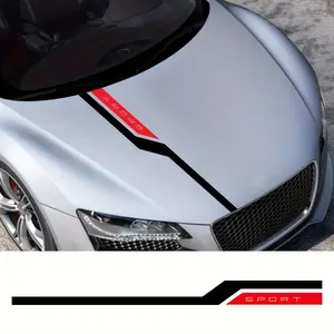 51.18x3.94inch Car Hood Bonnet Sticker Universal Car Sticker DIY Sport Auto Tuning Sport Decor Decal Auto Styling Decals Stripes Car Body Vinyl Decals Hood Cover Stickers Vinyl Films