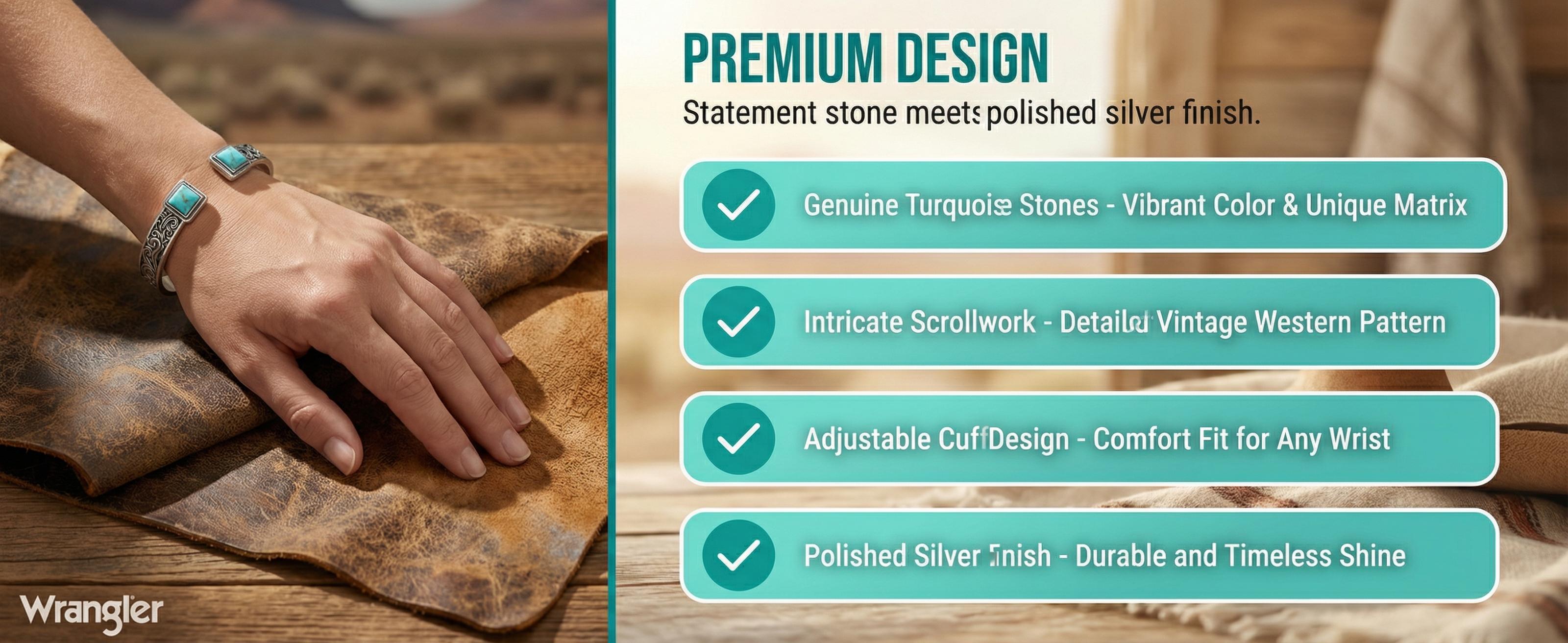 Wrangler Cuff Bracelet for Women Adjustable Open Cuff Bangle Bracelet Gold Silver Jewelry