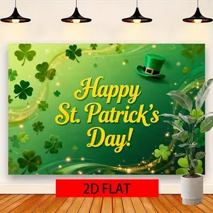 1PC 2D Flat Polyester St. Patrick's Day Clover Backdrop Banner - Reusable Irish Festival Decor, Indoor-Outdoor Backdrop Picture, Party Decorations Banners (Home & Party Supplies)