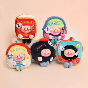 Cute Cartoon Plush Earbud Case Keychain, Mini Coin Pouch Bag Charm, DIY Portable Headset Storage & Pendant