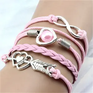 Fashion Vintage Cupid’s Arrow Love Bracelet, Hand-Woven Multi-Layer Design with Pearl and Multi-Color Beads, Trendy Jewelry for Daily and Party Wear