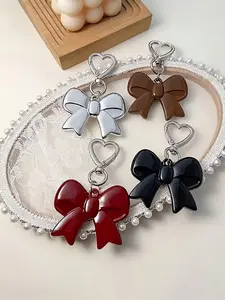 Bow Love Bag Pendant - Girl's Heart Keychain Jewelry | Available In Red, Black, Silver, And Brown, Suitable For Different Styles Of Outfits And Bags, Bow Pendant, Valentine's Day And Mother's Day Gifts|Bag Charm Decoration Pendant|Bag Charms Accessory