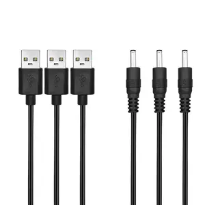 3 Pack 3.3FT USB to DC 3.5mm x 1.35mm Power , 5V  Cord, Barrel Jack Plug Adapter for Small Electronics & DIY Devices,Black