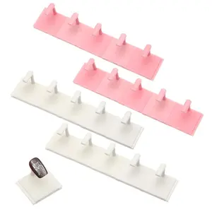 20 Pcs Nail Stand, Nails Tip Display Holder, Nail Practice Stand, Nails Tip Practice Art Training Stands for Painting-Nails, DIY Manicure Fingernail Salon (White+Pink)