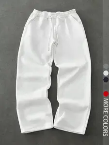 Unisex Casual Streetwear Plain Long Pants, Drawstring Waist Design, Fitted Regular Fit, Suitable for All Seasons Comfortable Wear