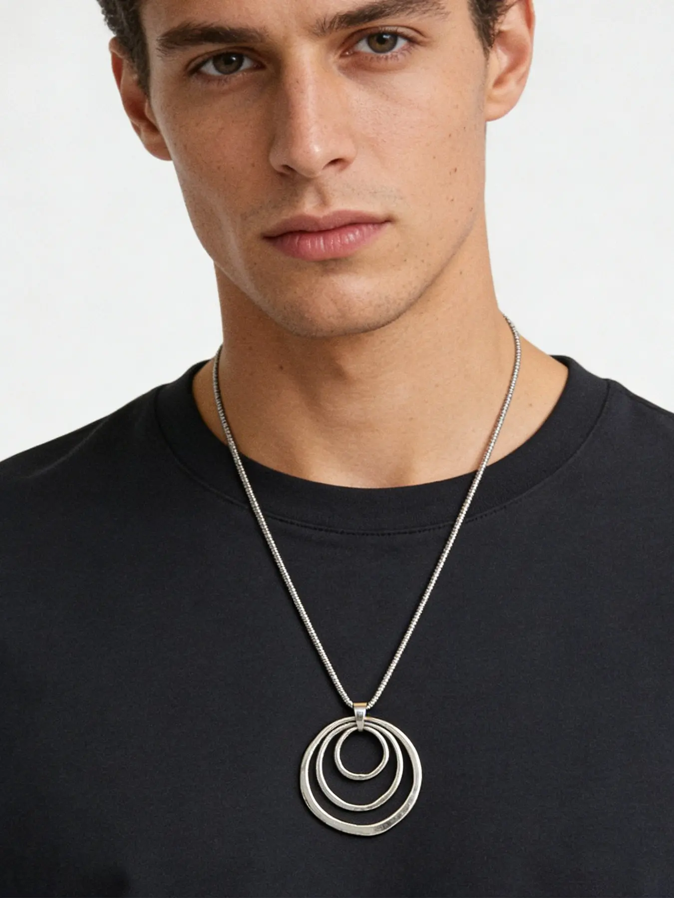 Exaggerated Swirl Circle Design Pendant Necklace, Chain Necklaces for Men And Women, Fashion Jewelry for Party, Daily Clothing Decor, All-match Jewelry for Birthday Gift, Boho Style, Exquisite Chain, Fashion Accessory Necklace, Decorative Necklace