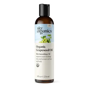 Sky Organics Organic Grapeseed Oil, Skin Smoothing Oil To Support Healthy and Even-Looking Skin Tone and Texture on Face and Body, Suitable for All Skin Types, 100% Pure & Cold-Pressed, 8 fl. Oz Skincare Fragrance