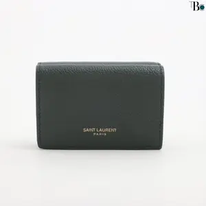 Pre-owned Yves Saint Laurent leather Small Leather Goods Preowned Saint aurent Green compact wallet