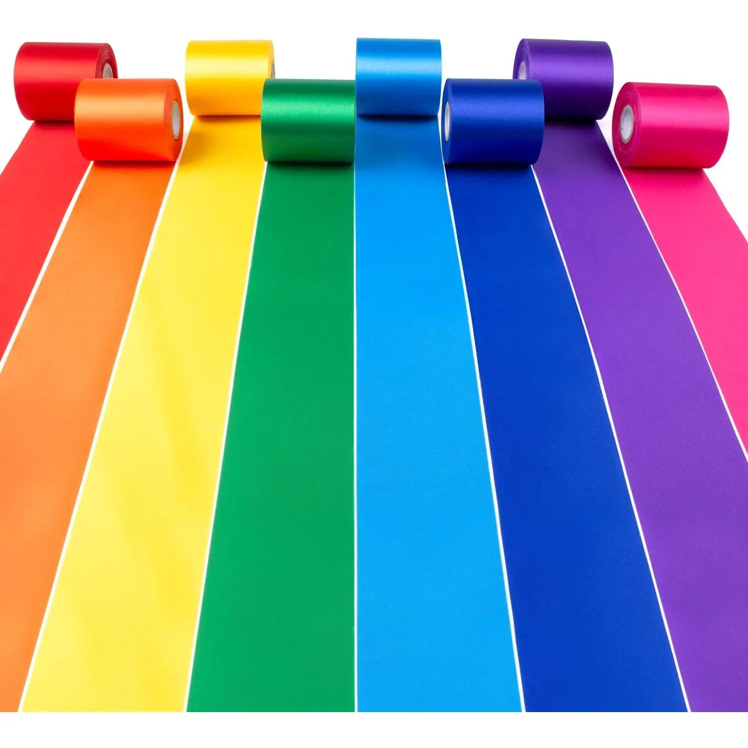 Rainbow Satin Ribbon - 87.5 Yds 2 Inch Wide Colorful Ribbon Rolls Assortment for  Wrapping, DIY Crafts, Tassel Garland, Fiesta Party, Classroom, Outdoor Decorations