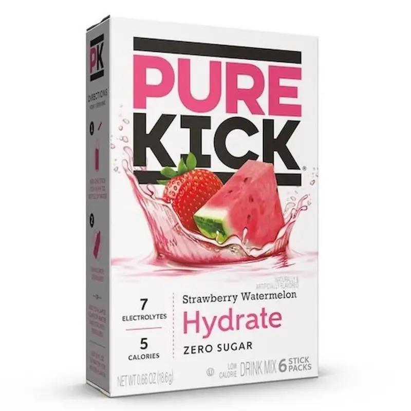 6x Pure Kick Hyrdate Strawberry Watermelon Drink Mix Thirst Quencher Refreshment Beverage 6ct