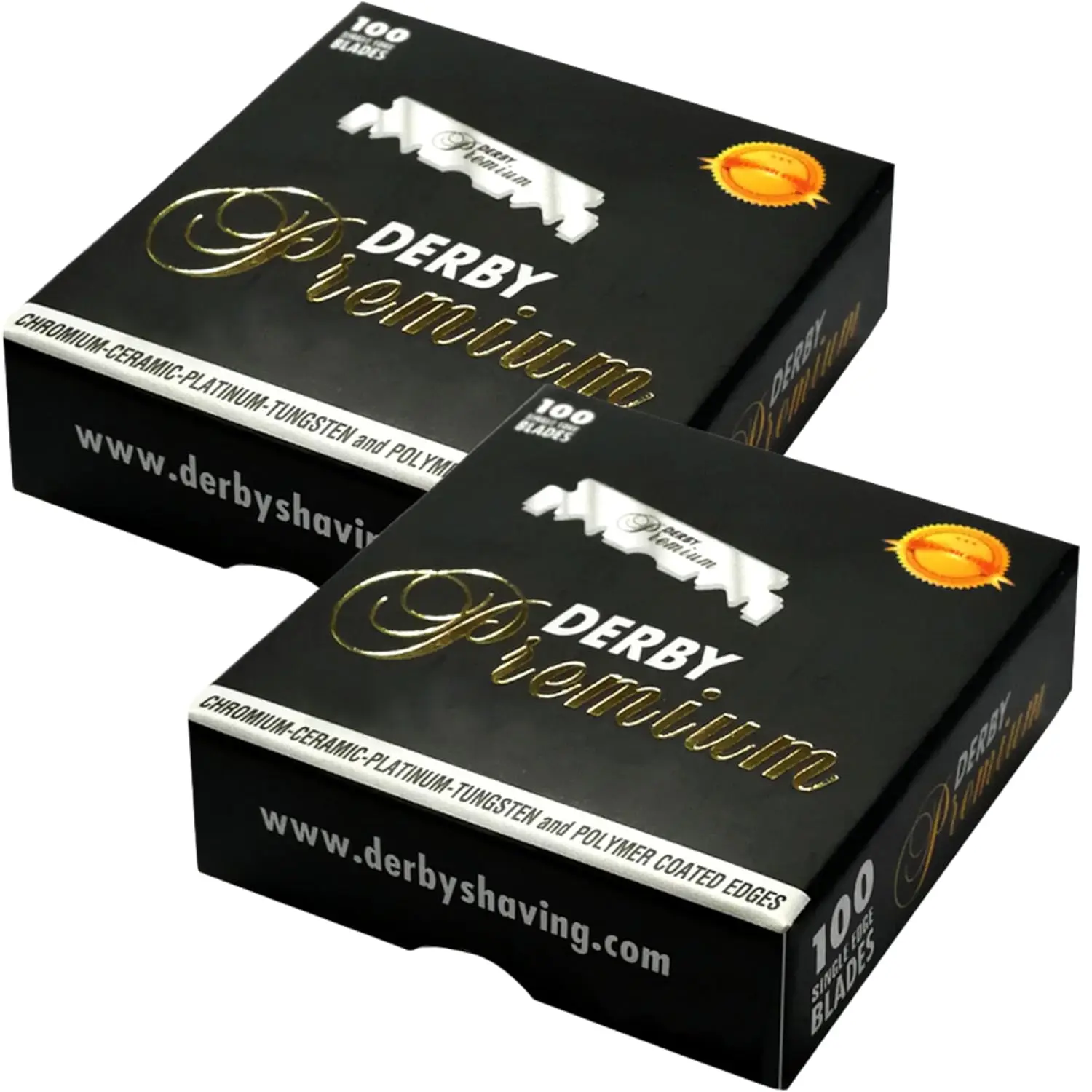 Derby Premium Single Edge Razor Blades, Razor Blades, Single Edge, Ultra Sharp, Chromium - Ceramic - Platinum - Tungsten and Polymer Coated Edges (2)