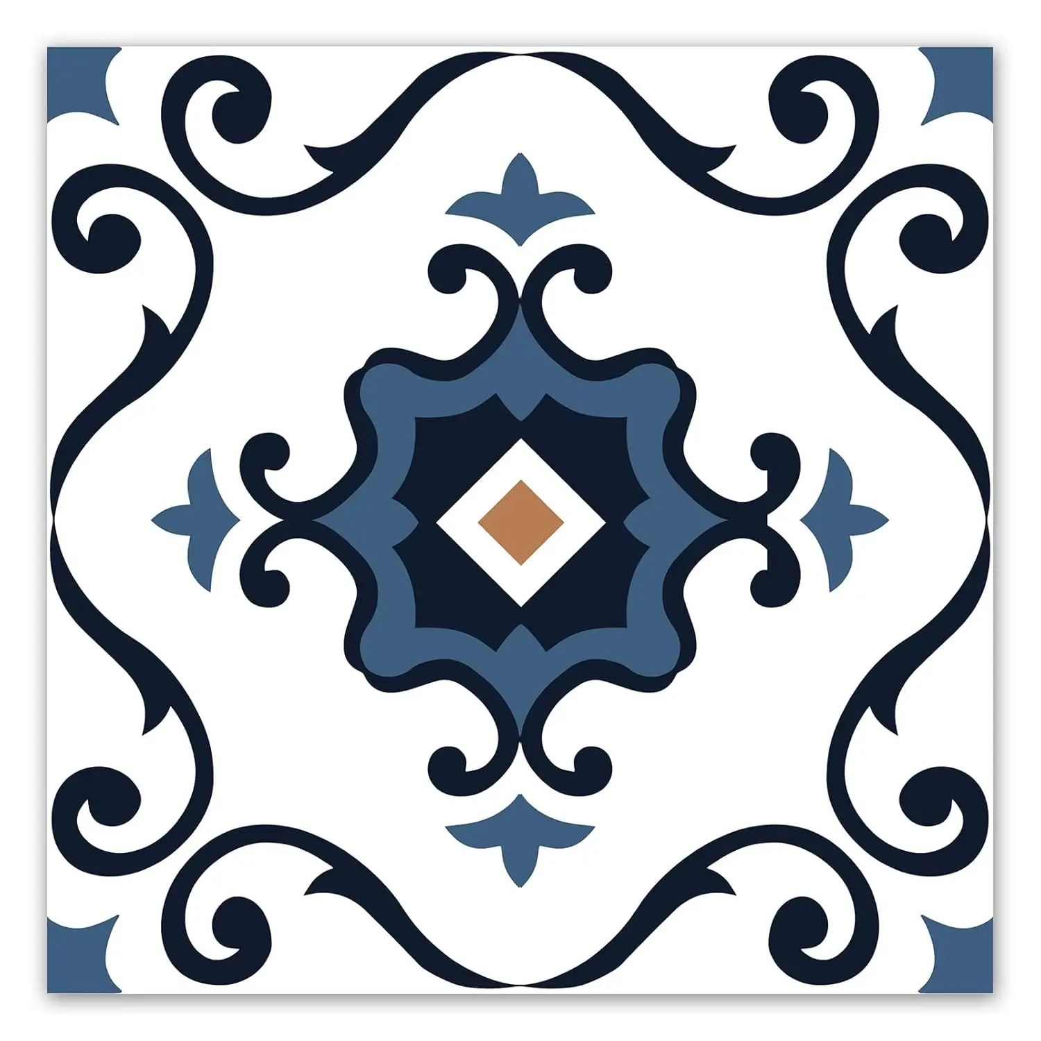 30-Pack Peel and Stick Floor Tiles, 12 x 12in Vinyl Flooring Tiles, Self-Adhesive  Flooring Planks for Kitchen, Dining Room, Bedrooms, 30 Sq. Ft - Blue Flower Texture