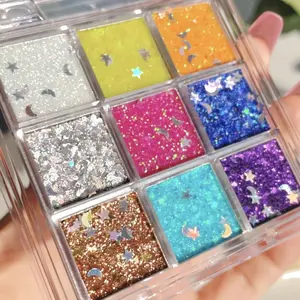 9 Color Glitter Eyeshadow Palette, Long-Lasting Shimmer Powder Eye Makeup, Shimmering Eyeshadow Palette, Unisex, Ideal for Daily Wear, Stage Performances, Cosplay