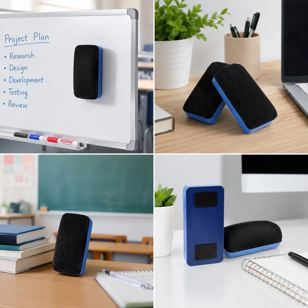 Dual-Use Whiteboard Eraser, Non-Damaging, Dust-Free, Rounded Edges, Magnetic, Easy Grip, Classroom Office Home Use, Efficient Cleaning