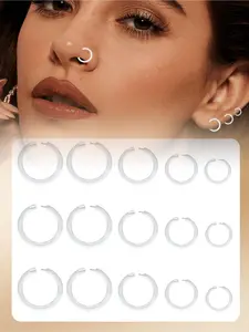 15PCS 16g, 20g Mixed Transparent Nose Septum Retainer, Plastic Nose Piercing Retainer (Suitable For Workplace), Flexible Lip Ring (Suitable For Sports), Invisible Horseshoe Nose Ring, Ear Cartilage Piercing Retainer