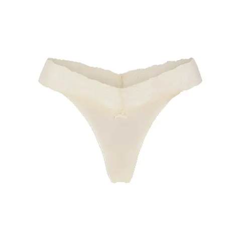 SKIMS LIGHTWEIGHT COTTON WIDE LACE THONG