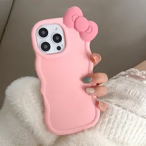 Cute Bow Decor Phone Case, Casing, Anti-slip & Anti-drop Phone Protective Cover, Phone Accessories Compatible with iPhone & Samsung