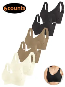 Women's Seamless Bra, No Underwire Comfort, Striped Soft Fabric, Adjustable Shoulder Straps, Medium Support, All Seasons Wear