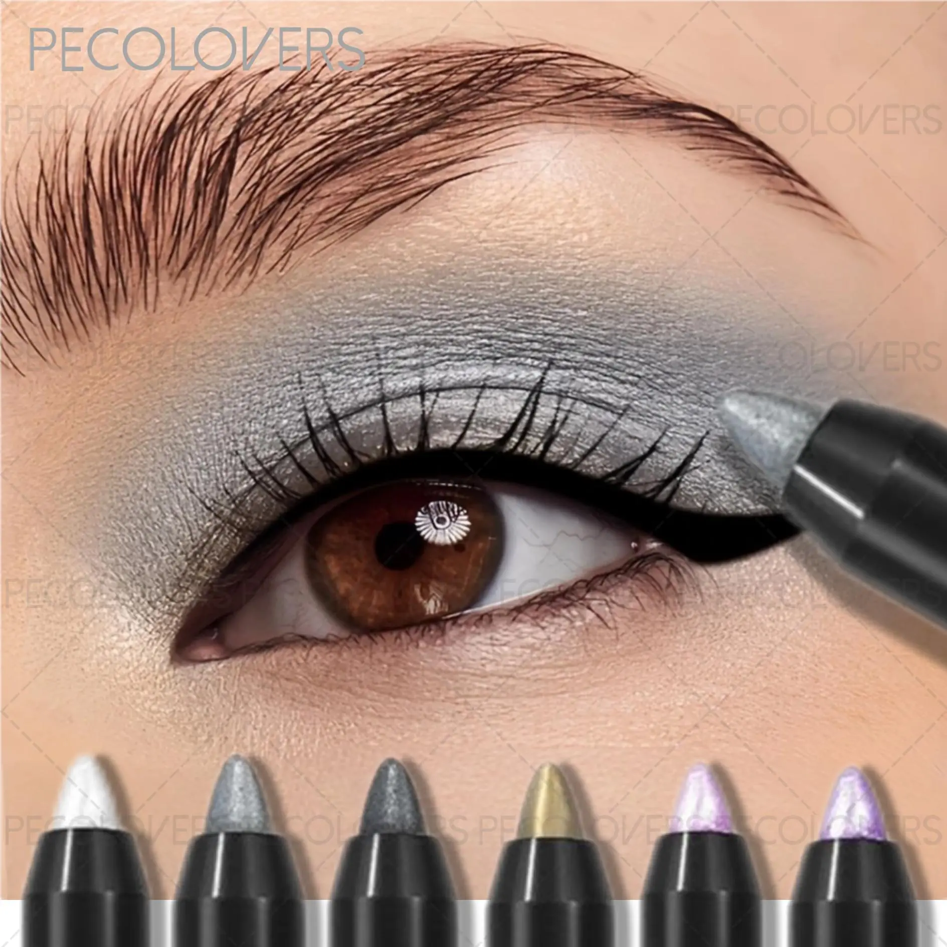 Waterproof & Sweatproof Dual-Ended Eyeshadow Sticks, Glitter Shimmer Eyeshadow, Long-Lasting Shimmer,Smoky Eye Makeup Pencil in Black,Waterproof,Highlighter