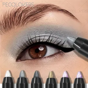 Waterproof & Sweatproof Dual-Ended Eyeshadow Sticks, Glitter Shimmer Eyeshadow, Long-Lasting Shimmer,Smoky Eye Makeup Pencil in Black,Waterproof,Highlighter