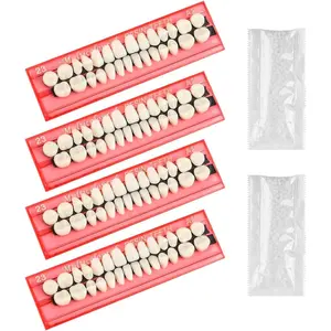 112 Pcs Halloween Fake Teeth, Costume Vampire Zombie Dentures with Adhesive, Loose Replacement Teeth for Party Dress Up, DIY Theatrical Props and Haunted House Decorations (4 Sets with 2 Pack Paste)
