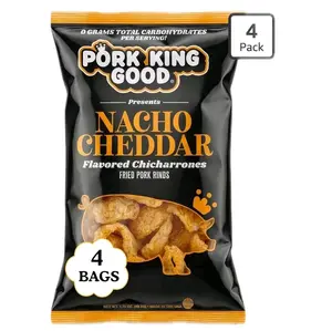 Pork King Good Nacho Cheddar Flavored Pork Rinds, 1.75oz Bags, 4-Pack