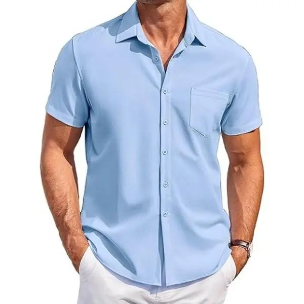 COOFANDY Men's Shirts Short Sleeve Shirts Casual Button Down Shirts Summer Beach Shirt Wrinkle Free