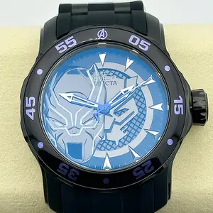 Invicta Black Panther Limited Edition 48mm Black Dial Poly Strap Quartz Watch - Authenticity, Analog Display, Collectible, Gift Box Included