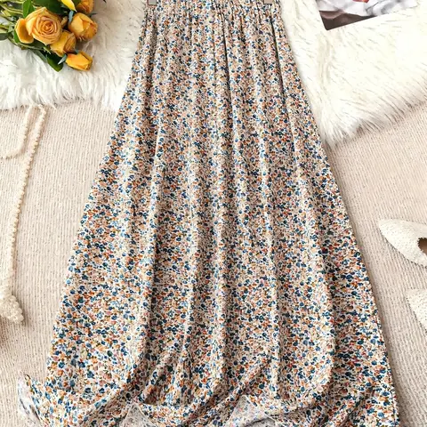 【Black Friday】Women's All-Over Floral Print Boho Skirt, Elegant Casual Loose Long Beach Skirt for Daily Outdoor Wear, Flowy Summer Bottoms