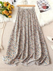 women's all over floral print skirt, elegant boho fashion chic casual long skirt for daily outdoor wear, women bottoms for summer, bohemian womenswear, lightweight skirts