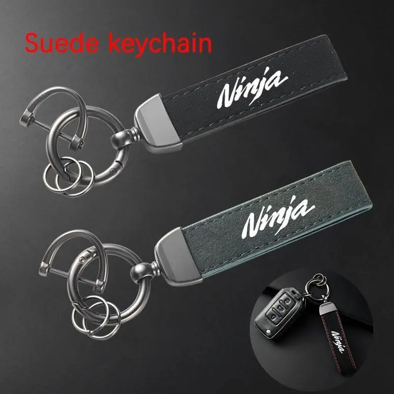 High-Grade Leather Suede Keychain Motorcycle Keyring For Kawasaki Ninja Z400 Z900 Z650 Z800 Z250 Z1000 ZX6R Accessories