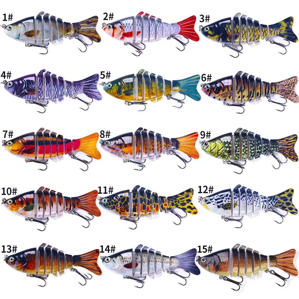 Artificial Fishing Lure Set, Fishing Lures Kit, 15pcs/set Multi Sections Bionic Fishing Bait with Hook, Outdoor Fishing Accessories, Fishing Gear Set, Fishing Supplies