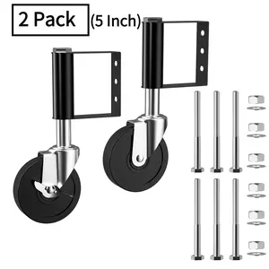 Set of 2 Robust Door Casters with Brakes, Spring-Loaded Wheels, And Swivel Feet Designed for Wooden Doors And Fences. These Heavy-Duty, Quiet Universal Gate Spring Wheels Feature Square Tube Inserts,Castors