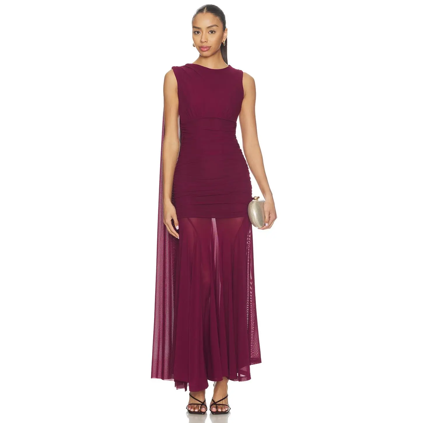 Bardot Alverie Mesh Maxi Dress in Mulberry Bardot Alverie Mesh Maxi Dress in Mulberry