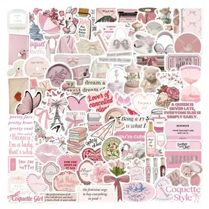 100PCS Coquette Stickers, Waterproof Coquette Girl Stickers for Laptop, Phone, Planners and Water Bottle – Cute Pink Decorative Stickers For Scrapbook Journals Bedroom, Gifts For Teens Adults