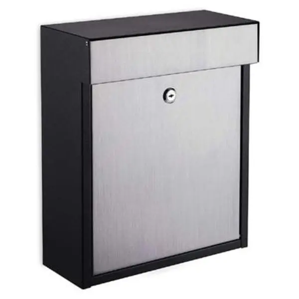 Vista Wall-Mounted Locking Mailbox - Stainless Steel, Black, Anti-Theft Door Letterbox, Durable Door Letterbox, Anti-Theft Door Letterboxes, Durable Door Letterboxes