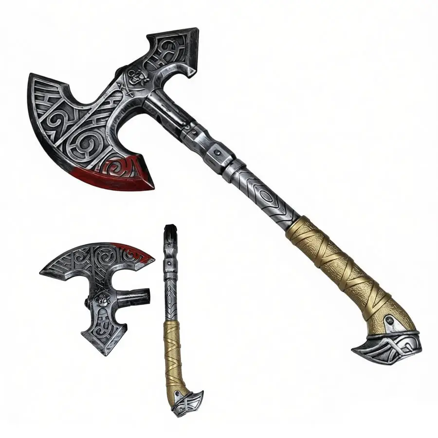 Detachable Medieval Viking Battle Axe, 20.5 in Plastic Cosplay Prop for Warriors, Fantasy Bronze Movie/TV Historical/Period Halloween Costume Decor