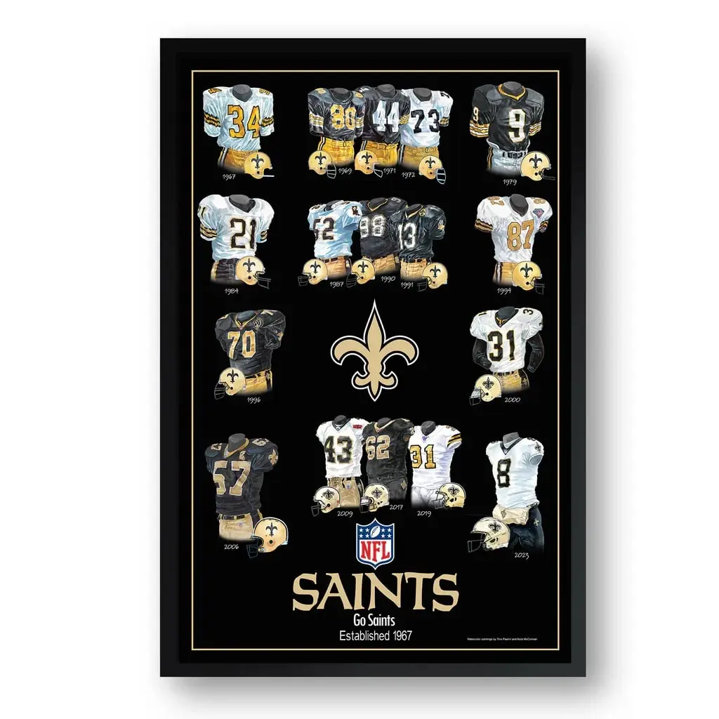 Sporticulture 4033143612 10 x 13 in. New Orleans Saints Framed Print - Uniform Heritage