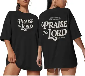 Oversized Christian Shirts for Women Praise The Lord T-Shirt Religious Bible Verse Tshirt God Jesus Shirt Graphic Tee
