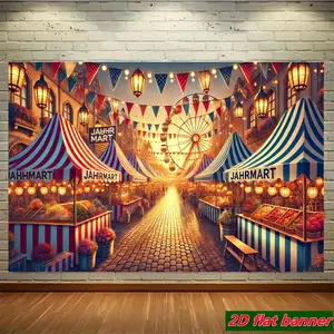 2D Flat, 1pc Ferris Wheel Banner - Durable Flat Hanging Cloth Suitable for Event Decorations with Sunset Ferris Wheel, for Decorations for Birthdays, Weddings, Graduations, for Holiday Parties (No Electricity Required), 2D Flat
