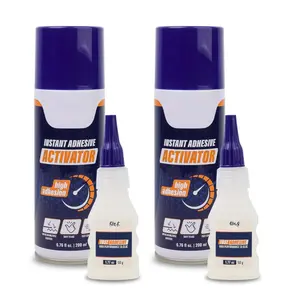 Ca Super Glue (1.77 Oz) with Activator  (6.76 Fl Oz) Set,  Adhesive/Cyanoacrylate Glue   Activator for Woodworking, Plastic, Rubber, Granite, DIY  Industrial, (2 Pack)