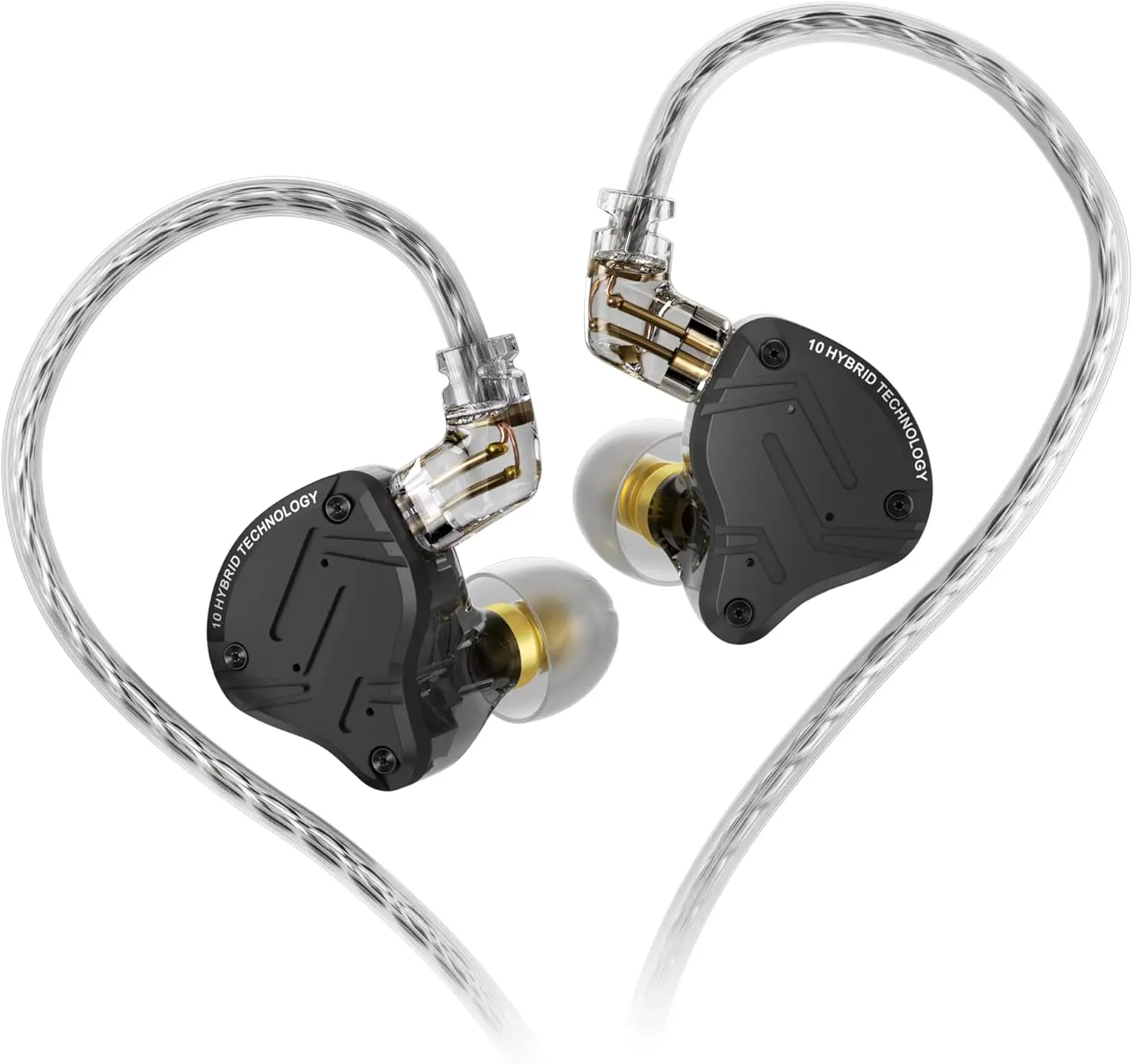 KZ ZS10 Pro X Wired In-Ear Monitors - 4BA+1DD Hybrid Driver High Performance IEMs, In Ear Audio Jack Plug-In Wired Headphones, 3.5mm Jack, Detachable Cable, Mobile & Gaming Compatible, User Manual Included