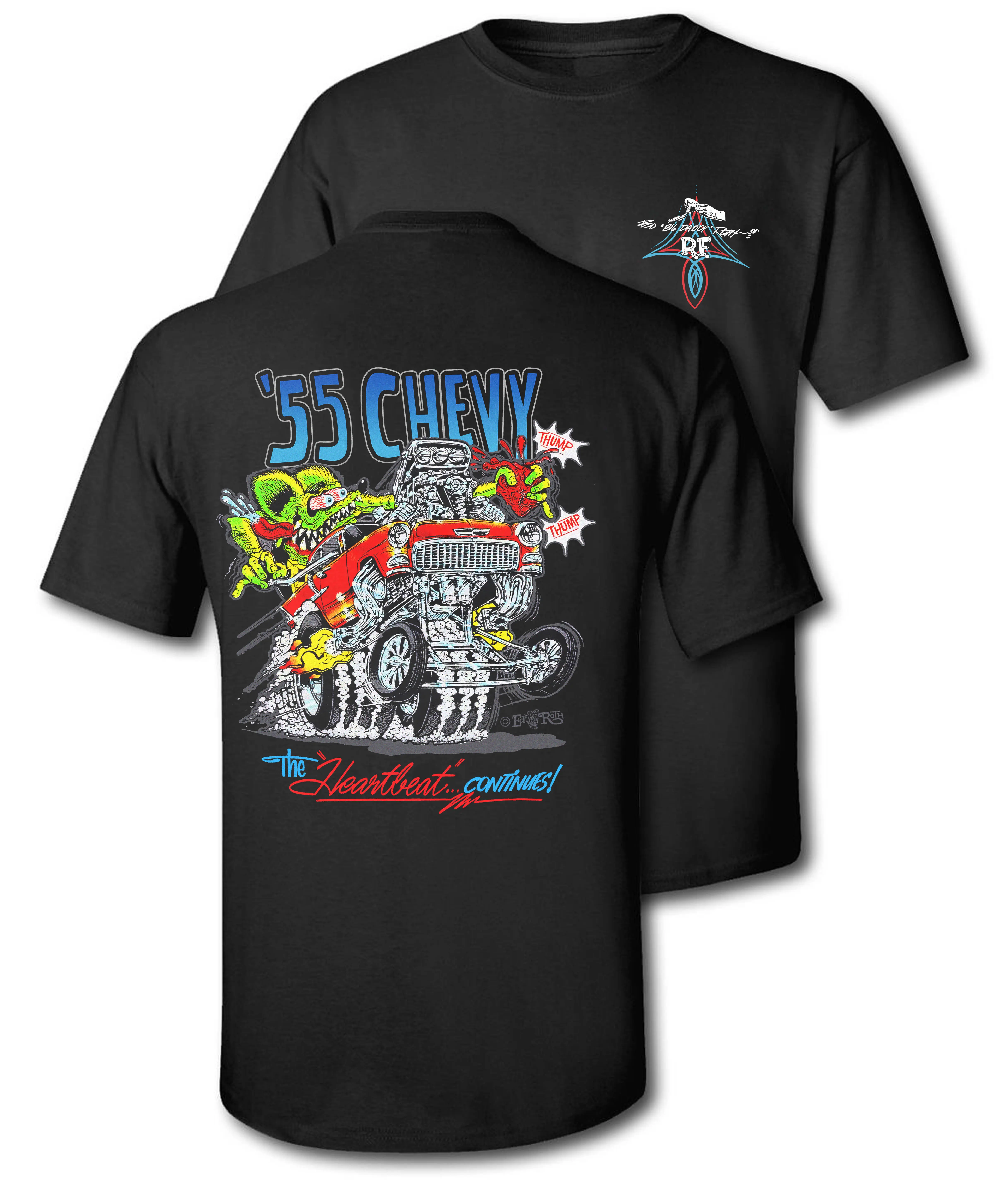 Graphic Tees Rat Fink "Big Daddy" 55 Chevy - The Heartbeat of America Casual Cotton