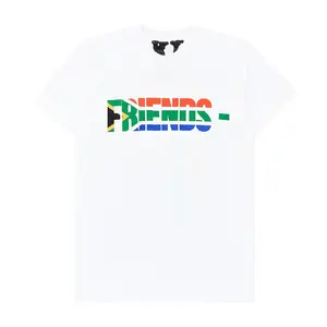 Menswear Vlone South Africa Exclusive Friends Logo Short-Sleeve Round Neck Casual Streetwear T-Shirt, White Multi