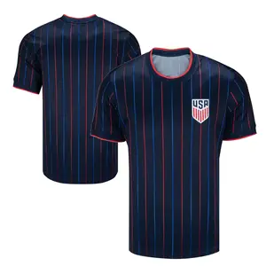 USA Soccer Jersey Navy Blue – Striped Football Shirt, Breathable USA Fan Jersey for Men & Women