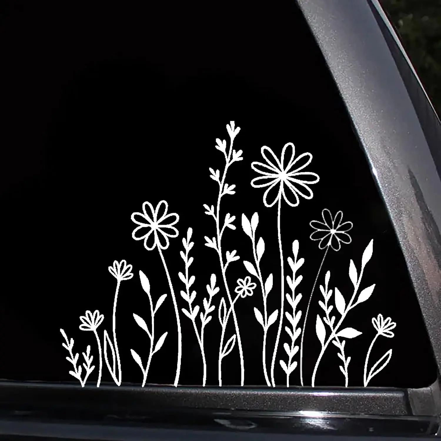 Boho Wildflower Car Window Decal | Floral Vinyl Sticker | Plant Lover Gift | Choose 6", 8" or 10" | White Default Car Vehicle Decoration