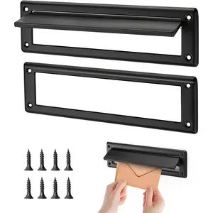 13" Solid Brass Door Mail Slot for Front Door with Solid Brass Internal Frame, Matte Black